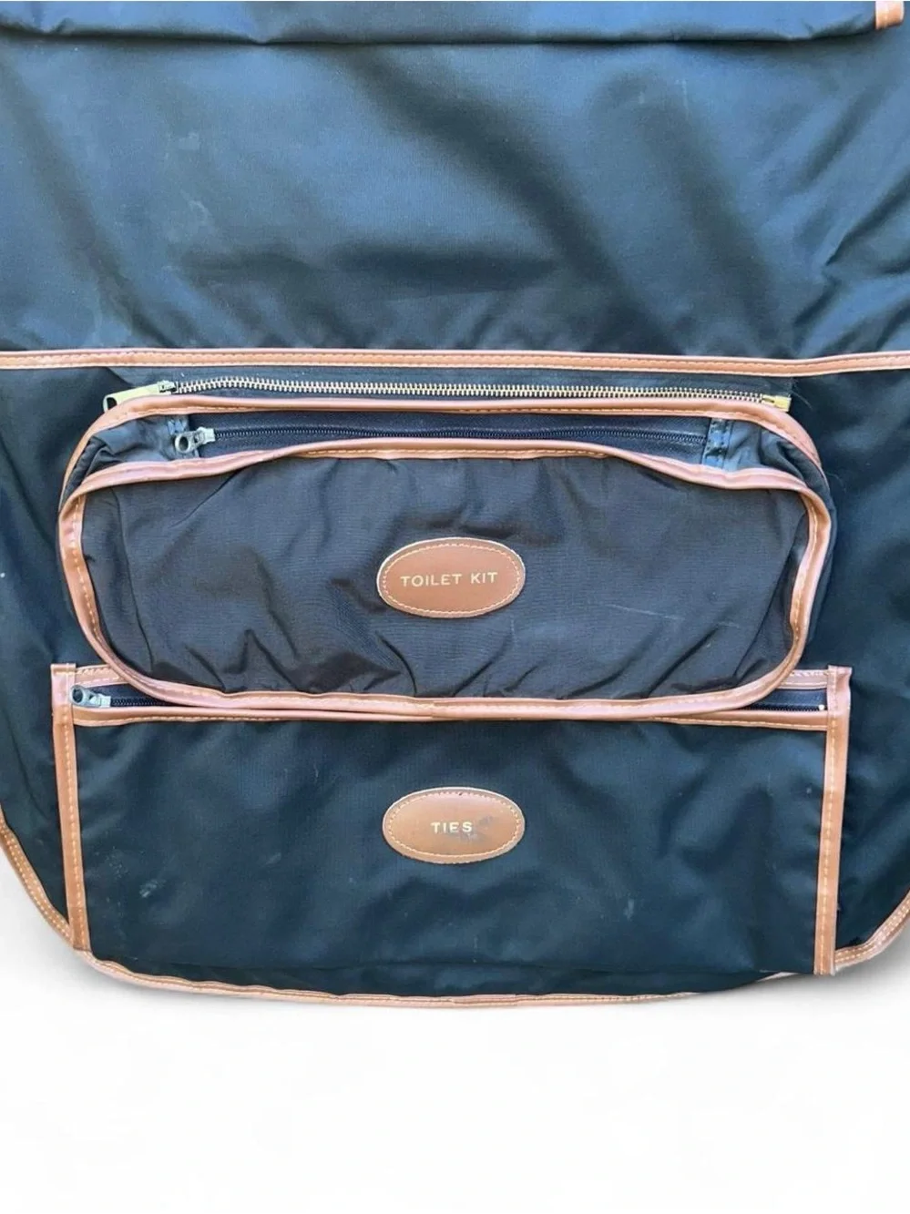 Lark & Ro Black Garment Bag with Red, Green & White Center Stripe